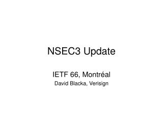 NSEC3 Update