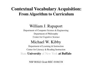 Contextual Vocabulary Acquisition: From Algorithm to Curriculum