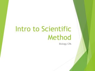 Intro to Scientific Method