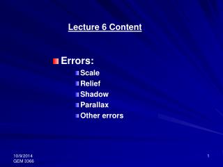 Lecture 6 Content