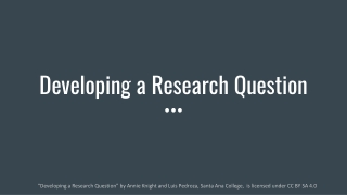 Developing a Research Question