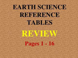 EARTH SCIENCE REFERENCE TABLES