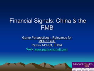 Financial Signals: China &amp; the RMB