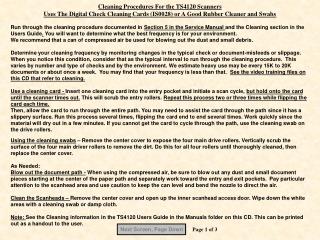 Cleaning Procedures For the TS4120 Scanners