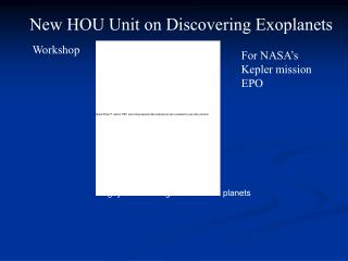 New HOU Unit on Discovering Exoplanets