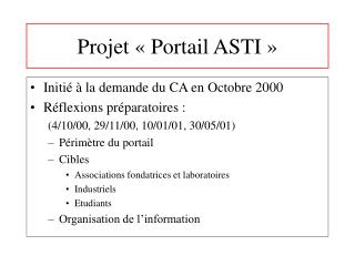 Projet « Portail ASTI »