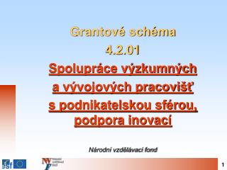 Grantové schéma 4.2.01 Spolupráce výzkumných a vývojových pracovišť