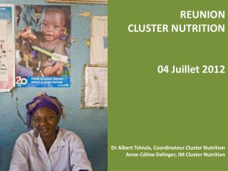 REUNION CLUSTER NUTRITION 04 Juillet 2012 Dr Albert Tshiula, Coordinateur Cluster Nutrition