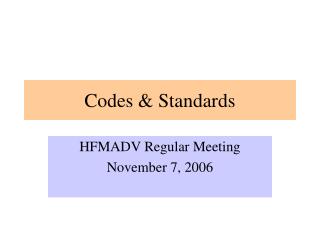 Codes &amp; Standards