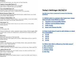 Today’s Bellringer 04/18/13