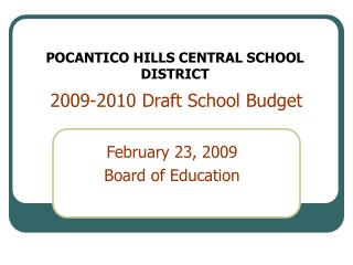 2009-2010 Draft School Budget