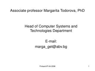 Associate professor Margarita Todorova, PhD