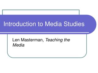 Introduction to Media Studies