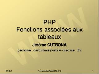 PHP Fonctions associées aux tableaux