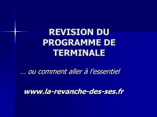 REVISION DU PROGRAMME DE TERMINALE