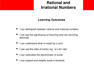 Rational and Irrational Numbers