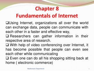 Chapter 8 Fundamentals of Internet