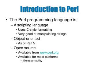 Introduction to Perl