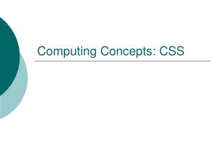 Computing Concepts: CSS