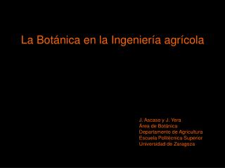 La Botánica en la Ingeniería agrícola
