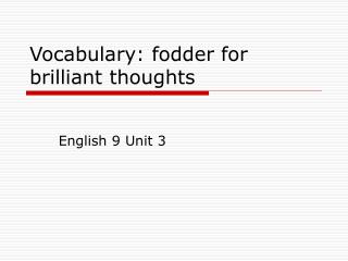 Vocabulary: fodder for brilliant thoughts