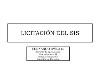 LICITACIÓN DEL SIS