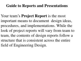 Guide to Reports and Presentations