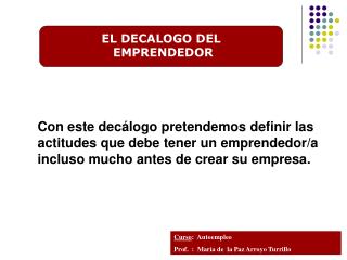 EL DECALOGO DEL EMPRENDEDOR