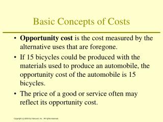 Basic Concepts of Costs