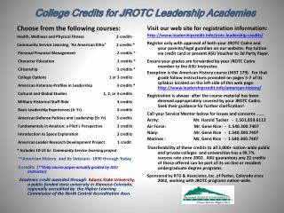 College Credits for JROTC Leadership Academies