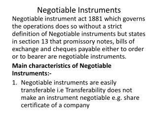 Negotiable Instruments