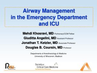 Airway Management in the Emergency Department and ICU