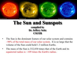 The Sun and Sunspots compiled by Dr. Jeffery Seitz CSUEB
