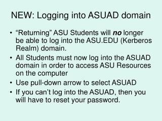 NEW: Logging into ASUAD domain