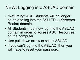NEW: Logging into ASUAD domain