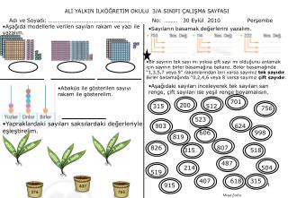 ALİ YALKIN İLKÖĞRETİM OKULU 3/A SINIFI ÇALIŞMA SAYFASI