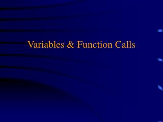 Variables &amp; Function Calls