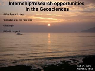 Internship/research opportunities in the Geosciences