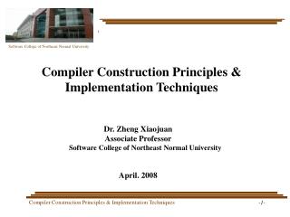 Compiler Construction Principles &amp; Implementation Techniques