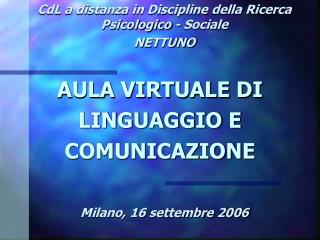 AULA VIRTUALE DI LINGUAGGIO E COMUNICAZIONE