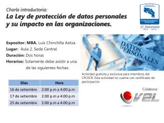 Charla introductoria: La Ley de protección de datos personales