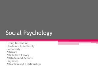 Social Psychology