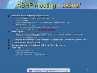 ASHP meeting – debrief