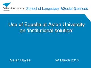 Use of Equella at Aston University an ‘institutional solution’