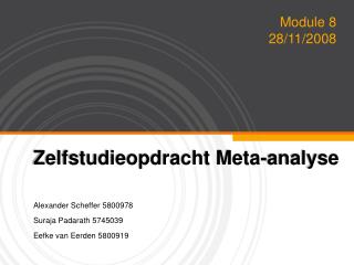 Zelfstudieopdracht Meta-analyse