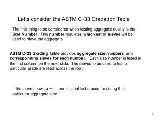 Let’s consider the ASTM C-33 Gradation Table