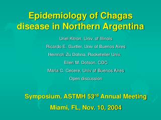 Epidemiology of Chagas disease in Northern Argentina