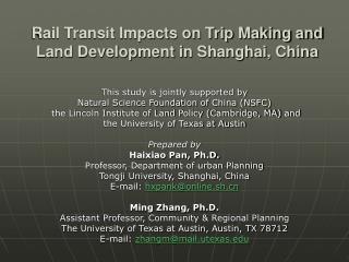 Rail Transit Impacts on Trip Making and Land Development in Shanghai, China