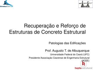 Recuperação e Reforço de Estruturas de Concreto Estrutural Patologias das Edificações