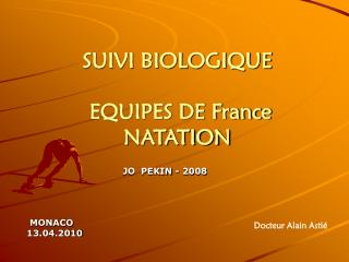 SUIVI BIOLOGIQUE EQUIPES DE France NATATION
